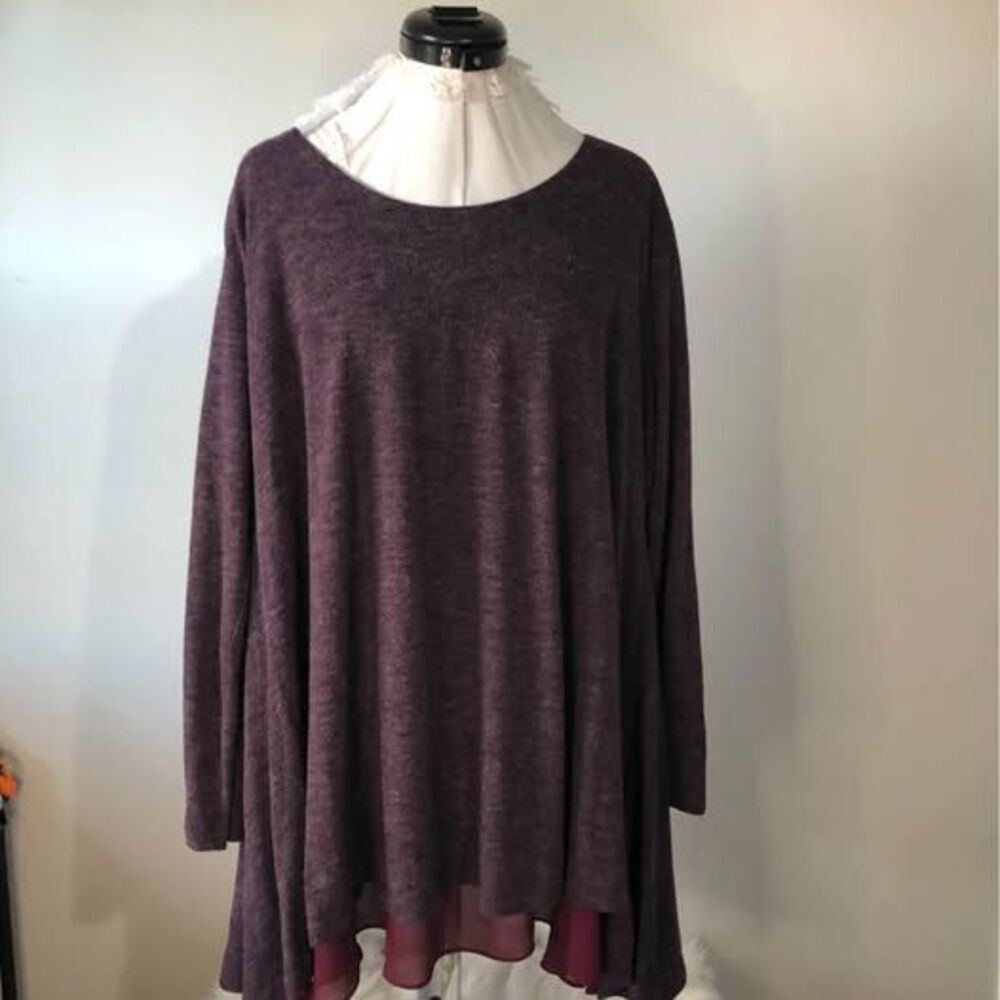 2X Umgee Long Sleeve Maroon Tunic/Blouse length=30” C5556